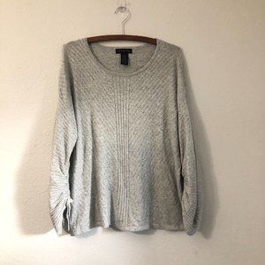 Design 365 Viscose Silk Cashmere Blend Gray Cinched Sleeve Sweater Size Large